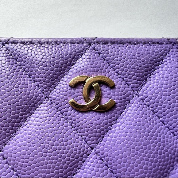 Used Chanel Zip Coin Purse Cardholder / Purple - Picture 2 of 12